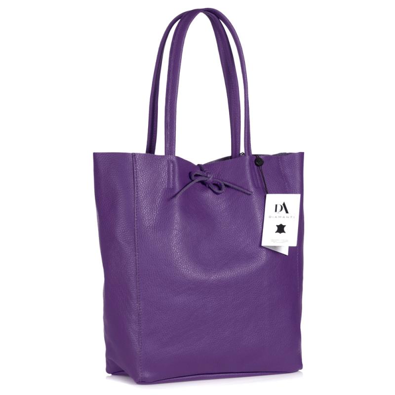 Geanta shopper din piele naturala DiAmanti Luisa Violet